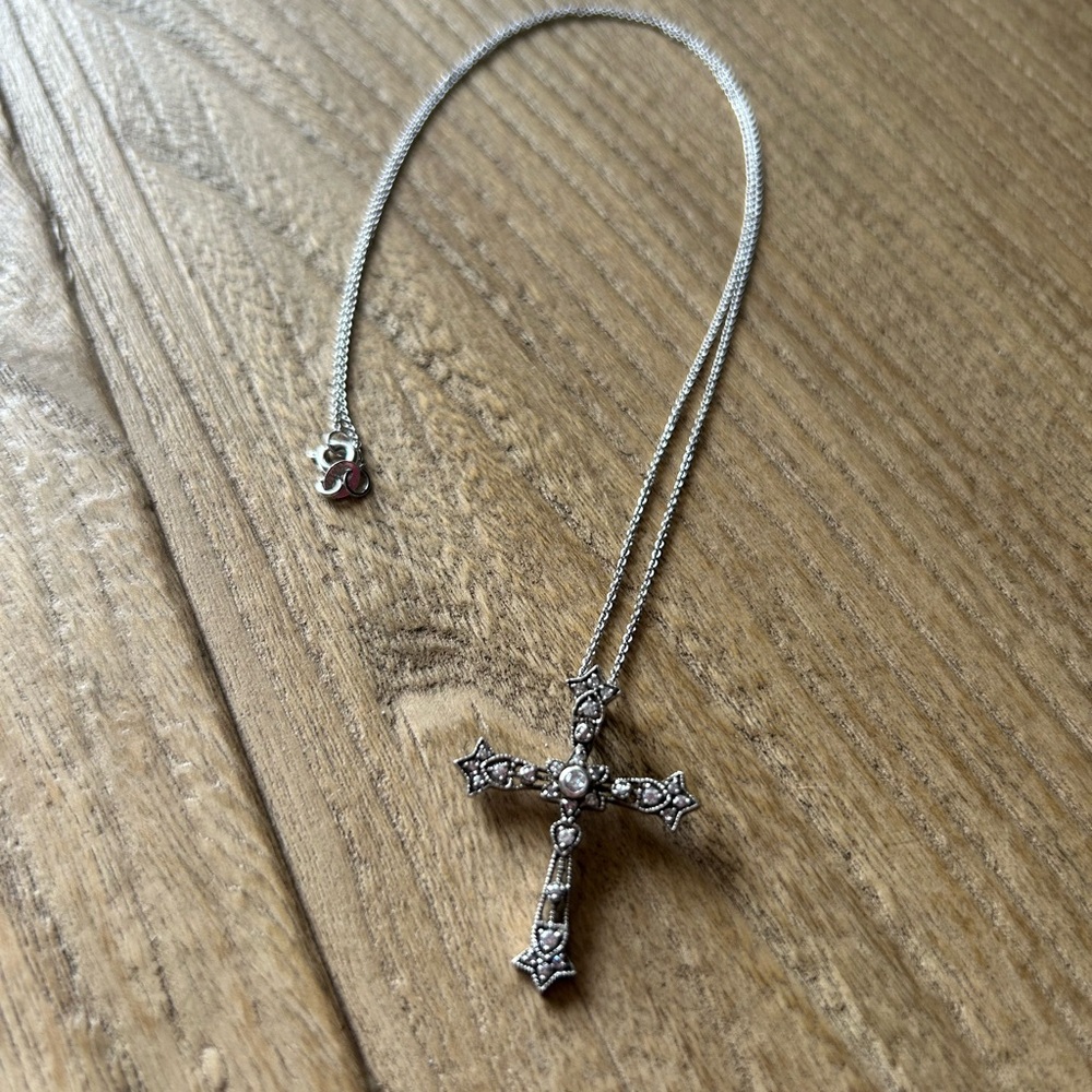Vintage Sterling Silver Cross Pendant Necklace